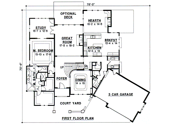 Floor Plan - Main Floor for Traditional House Plan #67-451 - 4 bed, 3.5 bath