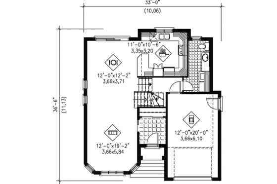 Floor Plan - Main Floor for European House Plan #25-4153 - 3 bed, 1.5 bath