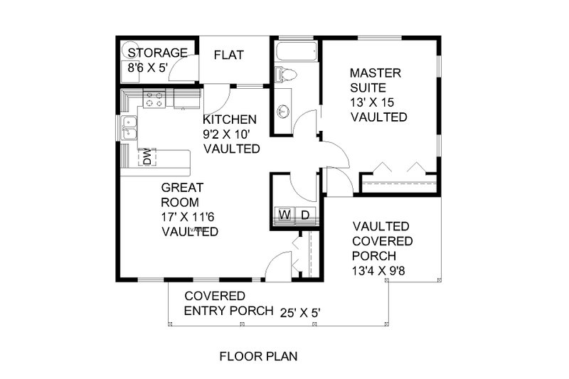 Architectural House Design - Floor Plan - Main Floor for Cottage House Plan #117-995 - 1 bed, 1 bath