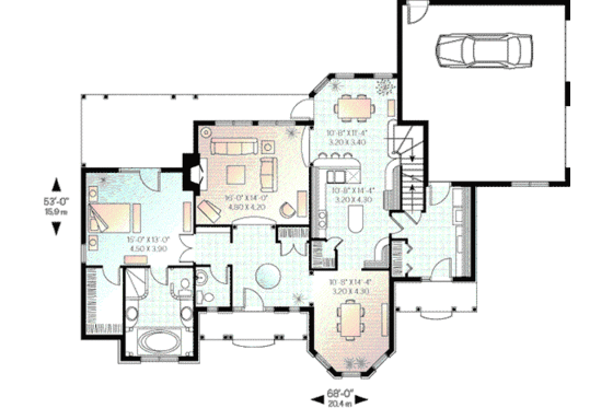 Floor Plan - Main Floor for European House Plan #23-236 - 3 bed, 2.5 bath