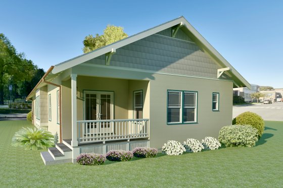 Exterior - Rear Elevation for Craftsman House Plan #489-13 - 3 bed, 2 bath