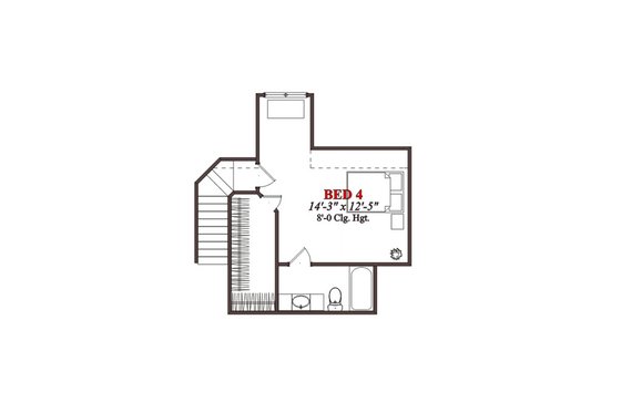 Floor Plan - Upper Floor for European House Plan #63-320 - 4 bed, 3.5 bath