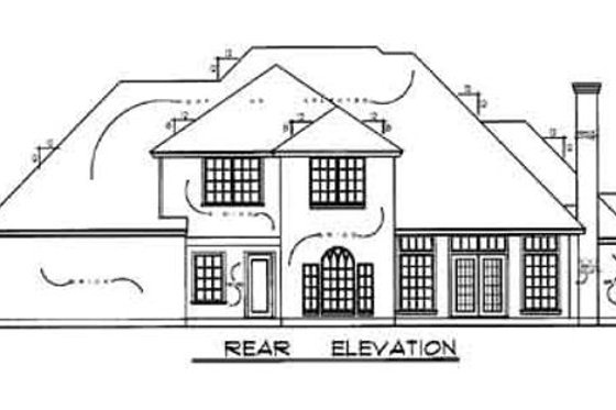 Exterior - Rear Elevation for Traditional House Plan #40-222 - 4 bed, 2.5 bath