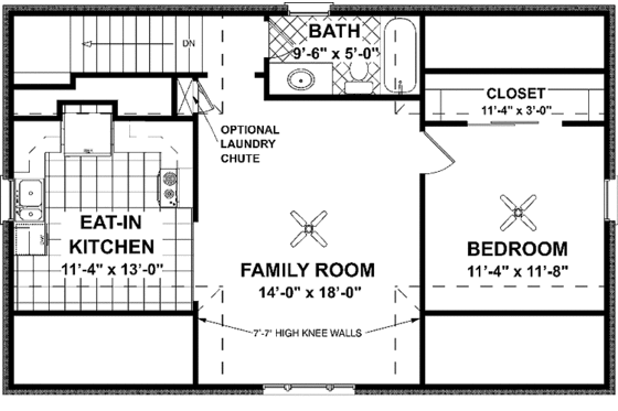 Floor Plan - Upper Floor for Craftsman House Plan #56-673 - 1 bed, 1 bath