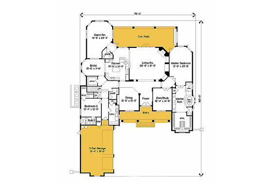 Floor Plan - Main Floor for Southern House Plan #135-208 - 4 bed, 4 bath