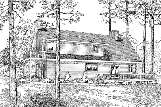 Exterior - Rear Elevation for Contemporary House Plan #17-2639 - 3 bed, 2 bath