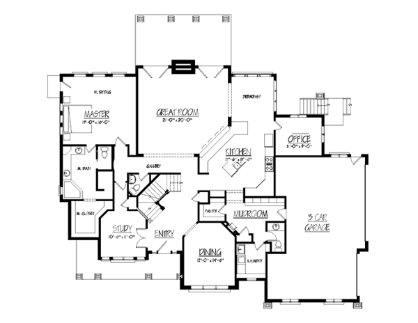 House Design - Craftsman Floor Plan - Main Floor Plan #937-2