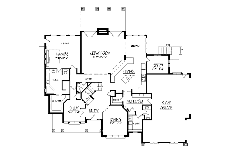 Architectural House Design - Floor Plan - Main Floor for Craftsman House Plan #937-2 - 4 bed, 3 bath