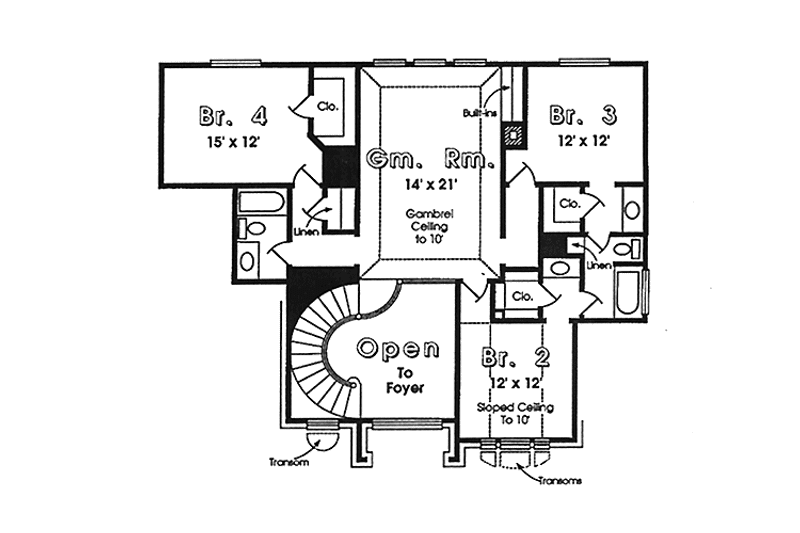 Architectural House Design - Floor Plan - Upper Floor for Country House Plan #974-24 - 4 bed, 3.5 bath