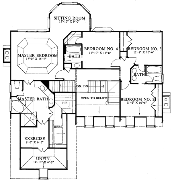 House Plan Design - Colonial Floor Plan - Upper Floor Plan #429-93