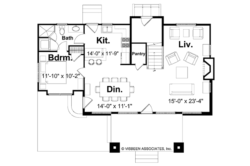 Home Plan - Floor Plan - Main Floor for Craftsman House Plan #928-90 - 3 bed, 2 bath