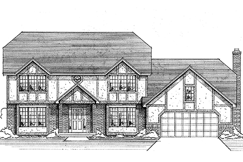 Dream House Plan - Exterior - Front Elevation 3 for Tudor House Plan #51-924 - 4 bed, 2.5 bath