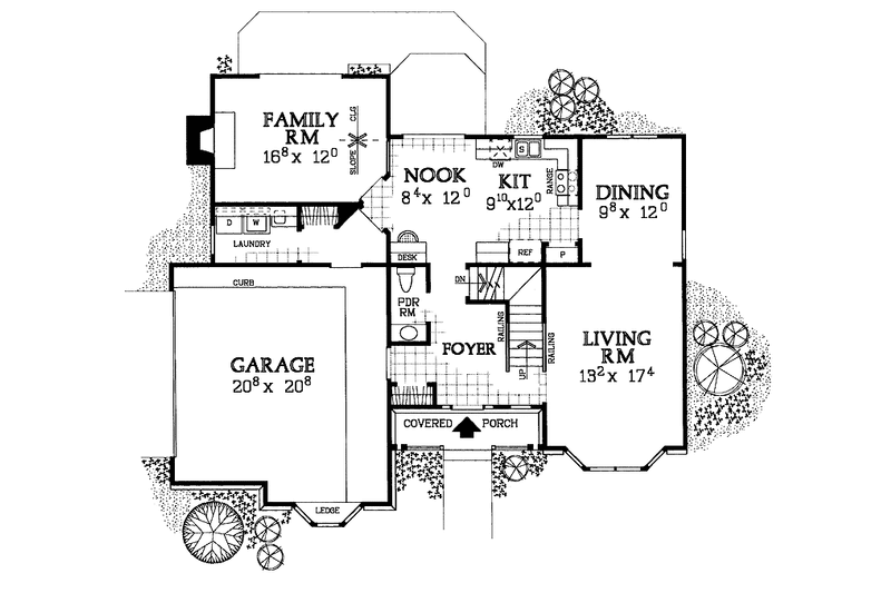 Home Plan - Floor Plan - Main Floor for Colonial House Plan #72-1077 - 3 bed, 2.5 bath