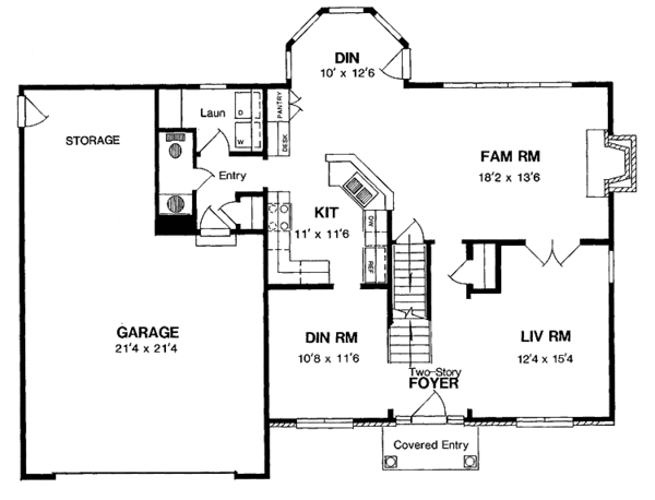 House Plan Design - Colonial Floor Plan - Main Floor Plan #316-168