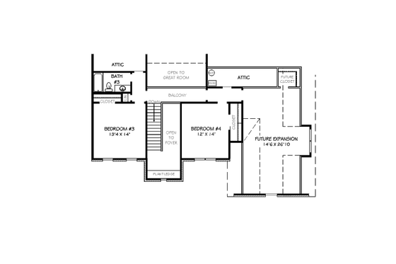 Floor Plan - Upper Floor for Traditional House Plan #424-40 - 3 bed, 3.5 bath