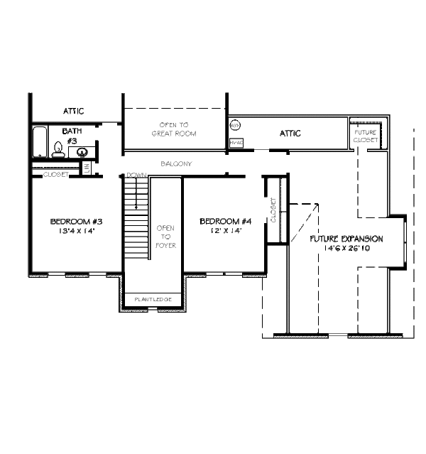 Traditional Floor Plan - Upper Floor Plan #424-40