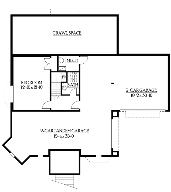 Architectural House Design - Craftsman Floor Plan - Lower Floor Plan #132-452