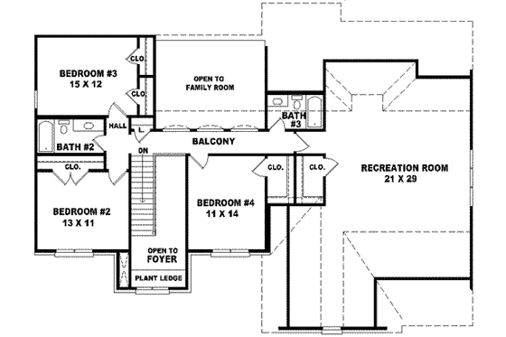 Floor Plan - Upper Floor for Traditional House Plan #81-544 - 4 bed, 3.5 bath