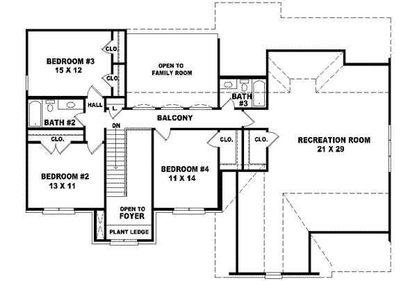 Floor Plan - Upper Floor for Traditional House Plan #81-544 - 4 bed, 3.5 bath
