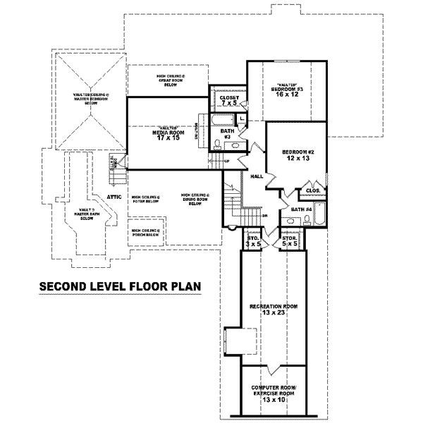 Colonial Floor Plan - Upper Floor Plan #81-1615