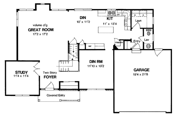 House Design - Country Floor Plan - Main Floor Plan #316-155