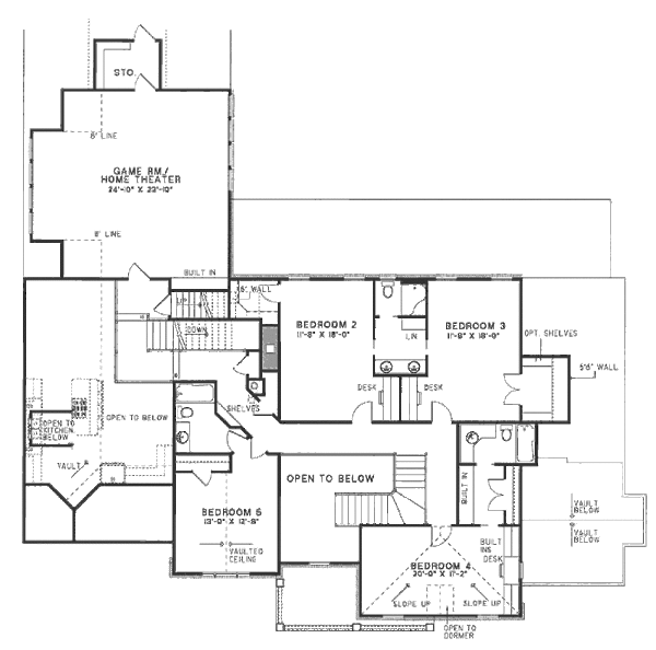 House Plan Design - European Floor Plan - Upper Floor Plan #17-222