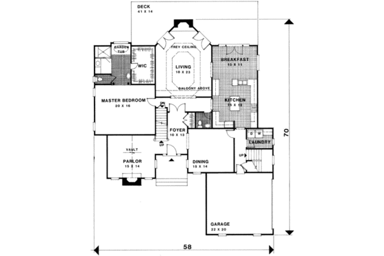 Floor Plan - Main Floor for European House Plan #56-227 - 4 bed, 3.5 bath