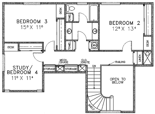 Home Plan - Prairie Floor Plan - Upper Floor Plan #60-933