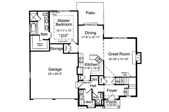 Floor Plan - Main Floor for Colonial House Plan #46-798 - 3 bed, 2.5 bath