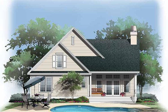 Exterior - Rear Elevation for Country House Plan #929-728 - 3 bed, 3.5 bath
