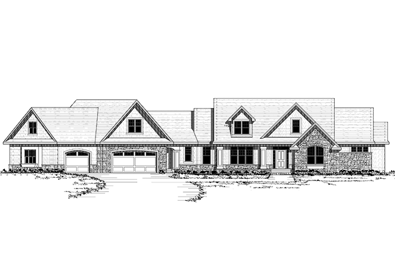 Home Plan - Exterior - Front Elevation 3 for Ranch House Plan #51-688 - 4 bed, 3.5 bath