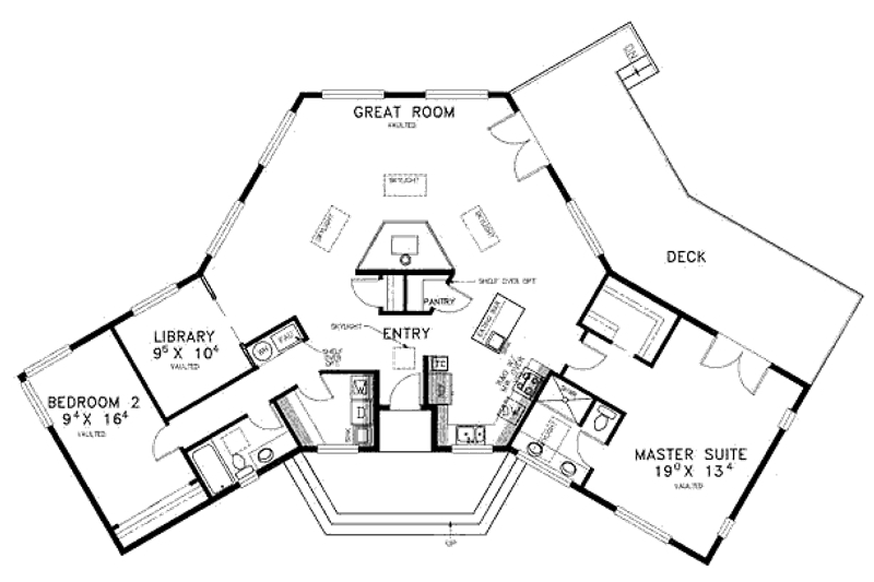 Home Plan - Floor Plan - Main Floor for Modern House Plan #60-390 - 2 bed, 2 bath