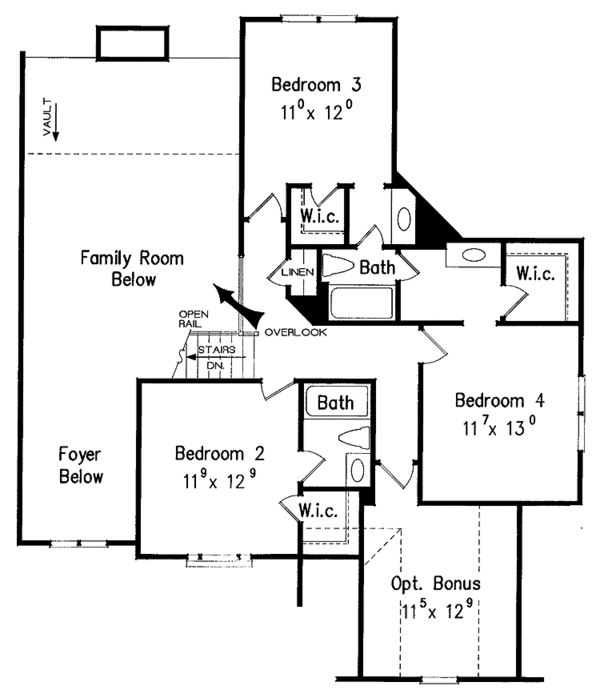 House Blueprint - Traditional Floor Plan - Upper Floor Plan #927-761