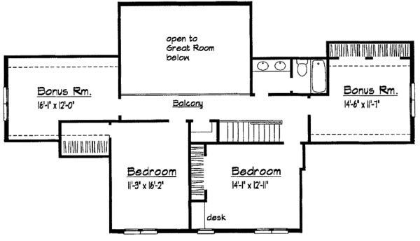 House Design - Colonial Floor Plan - Upper Floor Plan #1051-10