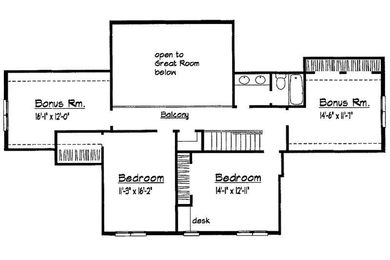 Dream House Plan - Floor Plan - Upper Floor for Colonial House Plan #1051-10 - 3 bed, 3 bath