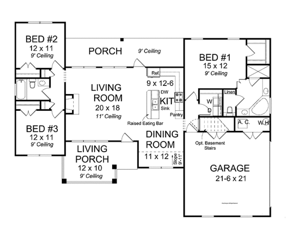 House Design - Traditional Floor Plan - Main Floor Plan #513-2154