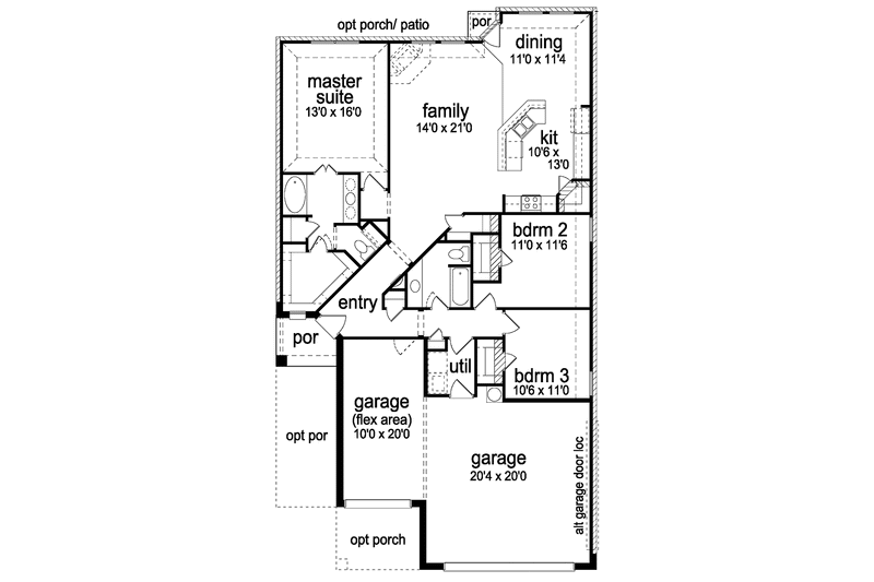Home Plan - Floor Plan - Main Floor for Traditional House Plan #84-685 - 3 bed, 2 bath