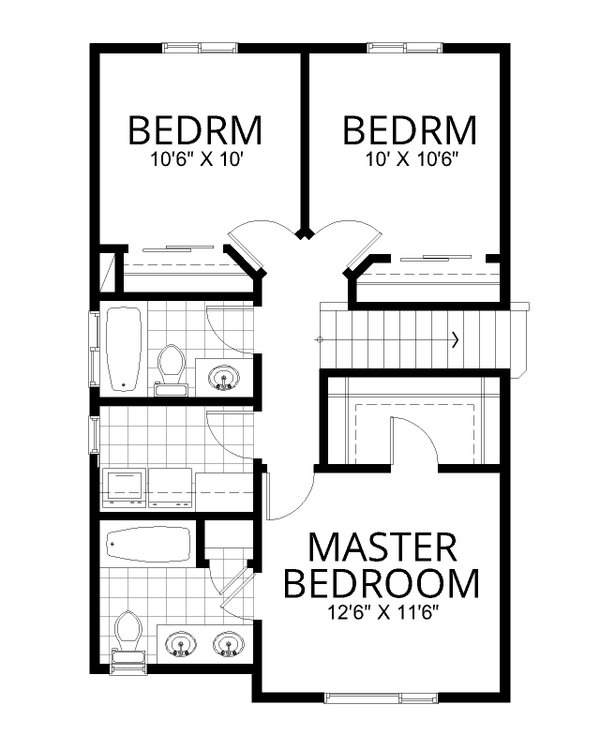 House Blueprint - Contemporary Floor Plan - Upper Floor Plan #112-187