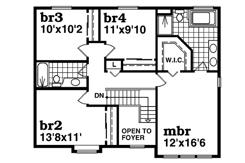 House Blueprint - Floor Plan - Upper Floor for Craftsman House Plan #47-911 - 4 bed, 2.5 bath