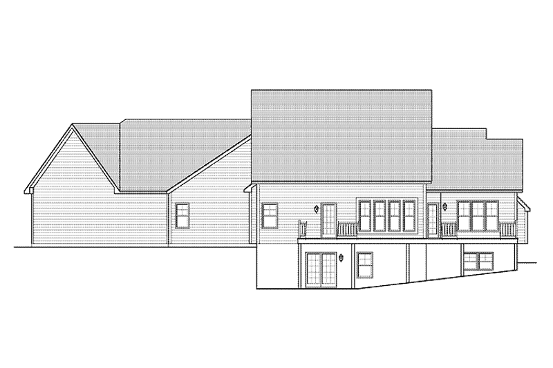 House Blueprint - Exterior - Rear Elevation for Colonial House Plan #1010-17 - 3 bed, 2.5 bath