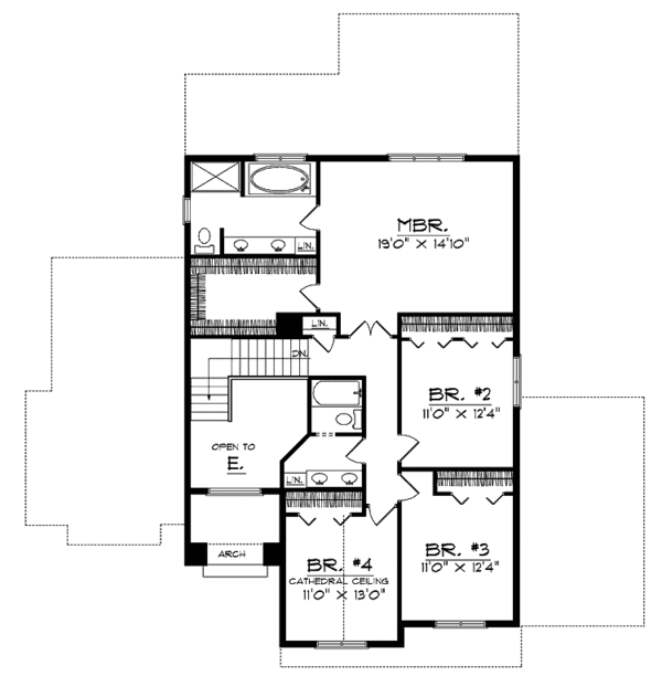 Dream House Plan - Traditional Floor Plan - Upper Floor Plan #70-1371