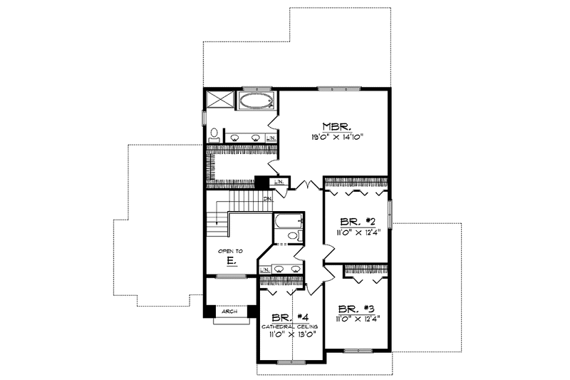 Home Plan - Floor Plan - Upper Floor for Traditional House Plan #70-1371 - 4 bed, 2.5 bath