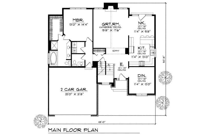 Dream House Plan - Floor Plan - Main Floor for Traditional House Plan #70-263 - 3 bed, 2.5 bath