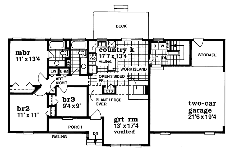 House Design - Floor Plan - Main Floor for Country House Plan #47-882 - 3 bed, 2 bath