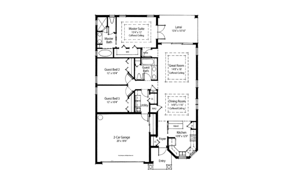 Floor Plan - Main Floor for Mediterranean House Plan #938-29 - 3 bed, 2 bath