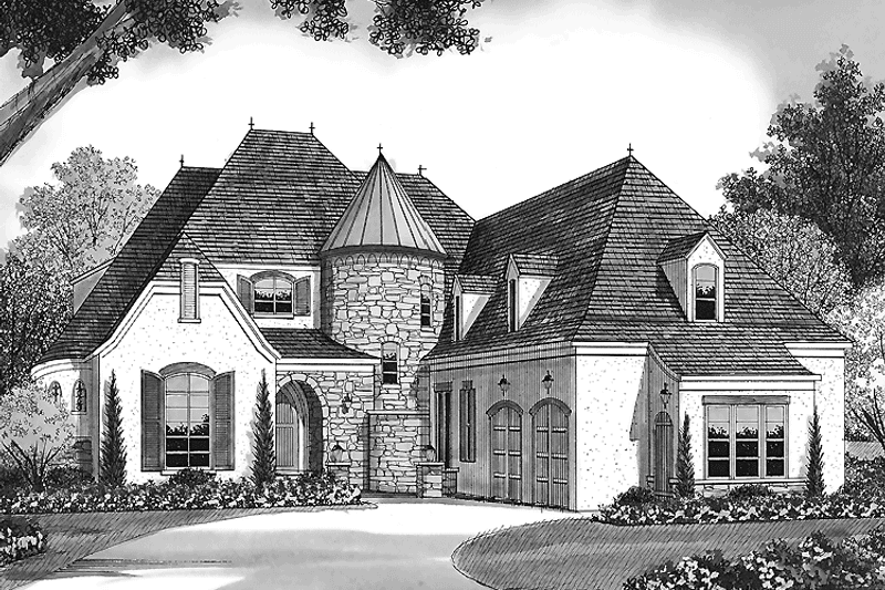 Home Plan - Exterior - Front Elevation 3 for Tudor House Plan #453-467 - 4 bed, 4 bath