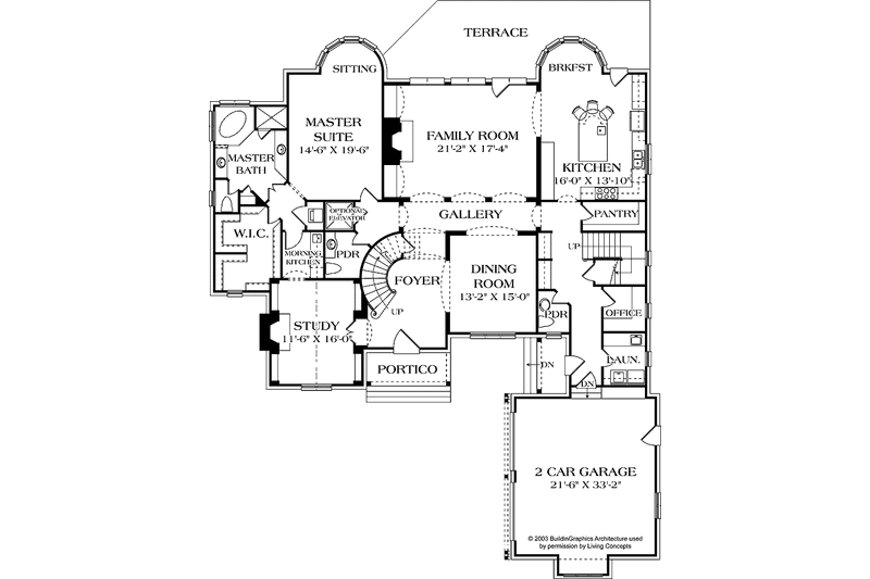 Home Plan - Floor Plan - Main Floor for European House Plan #453-579 - 4 bed, 4 bath