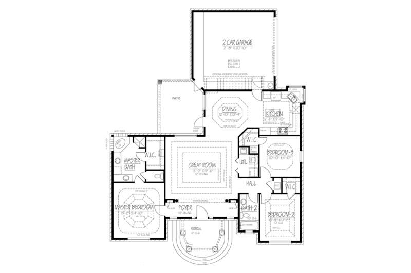 Dream House Plan - Floor Plan - Main Floor for Mediterranean House Plan #1061-1 - 3 bed, 2 bath