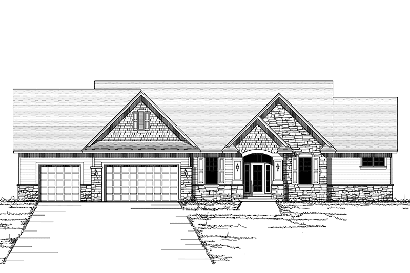Architectural House Design - Exterior - Front Elevation 3 for Ranch House Plan #51-659 - 3 bed, 2.5 bath