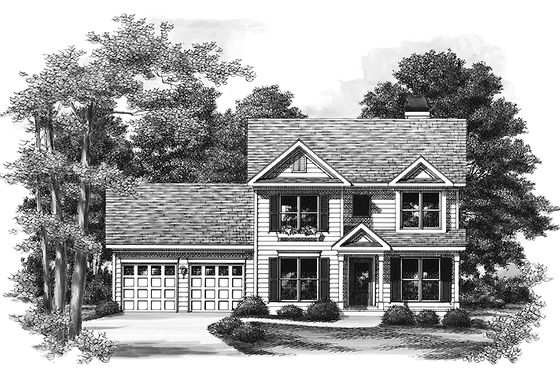Exterior - Front Elevation 3 for Colonial House Plan #927-731 - 3 bed, 2.5 bath